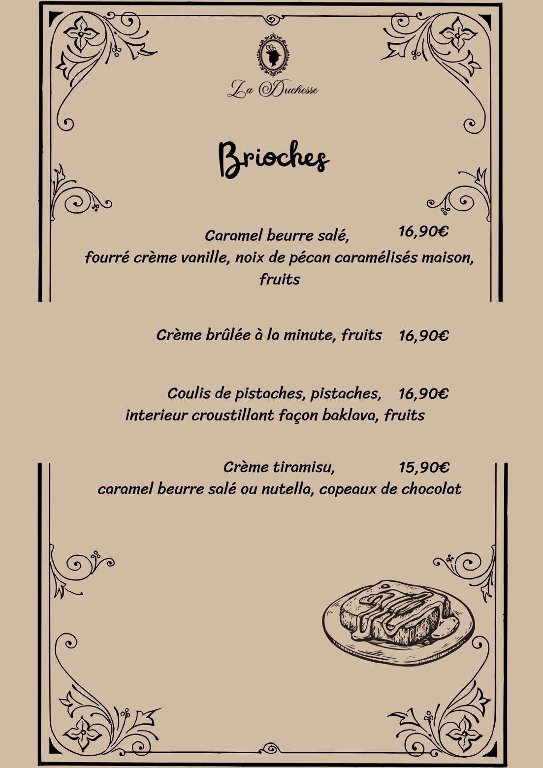 Menu sucré
